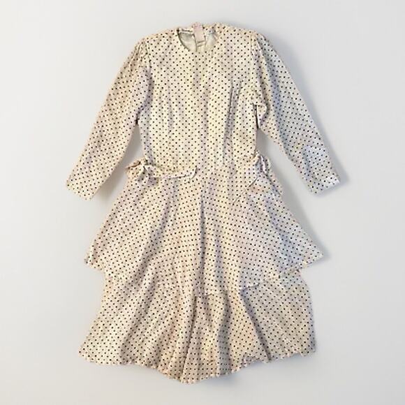 NWT 1980s Neiman Marcus Silk Polka Dot Dress Hong Kong ~ Size 6 ~ Tiered Ruffle - Picture 4 of 10